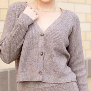 Pinch Mocha Ribbed Button Cardigan Size Small NWT